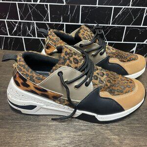 Women’s Leopard Print Fashion Sneakers – Casual Comfort Shoes